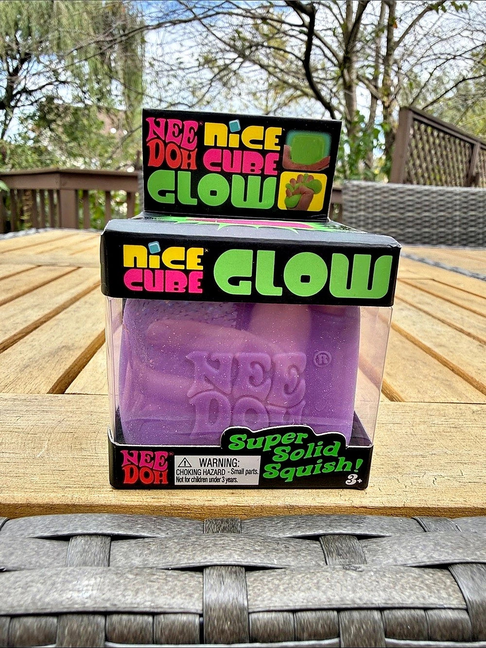 NeeDoh Nice Cube Glow Sensory Fidget Toy Purple & Green NWT